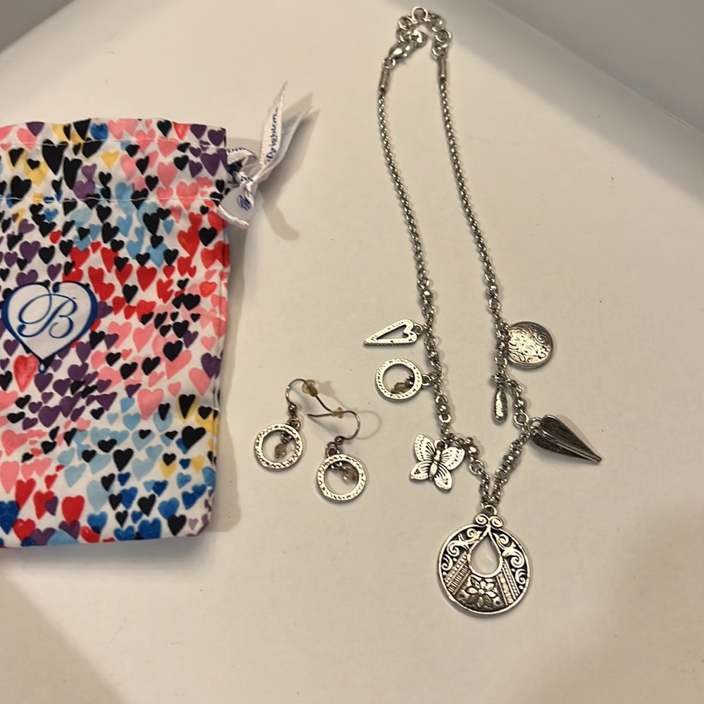 Brighton Silver Charms Necklace and Earring Set